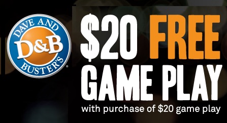 Dave & Busters: Free $20 When You Spend $20 - Kollel Budget