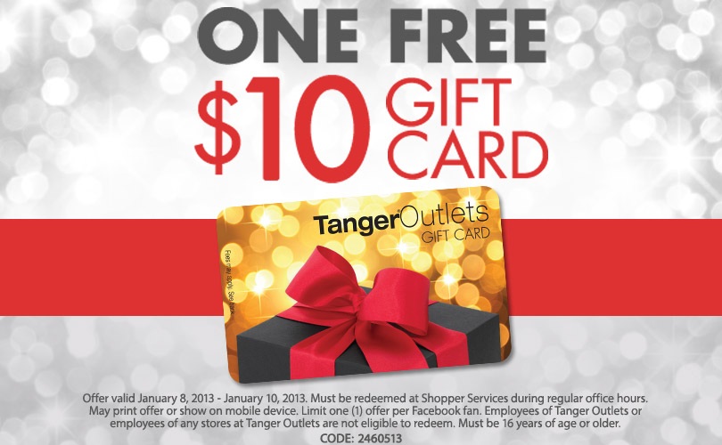 Free 10 Tanger Outlet Gift Card (New Offer) Kollel Budget