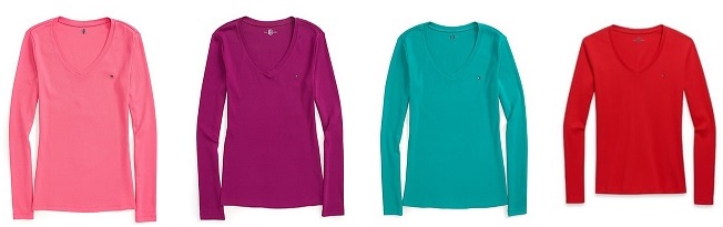 Tommy Hilfiger Women's Long Sleeve Favorite V-Neck Tee Only $11.99 ...