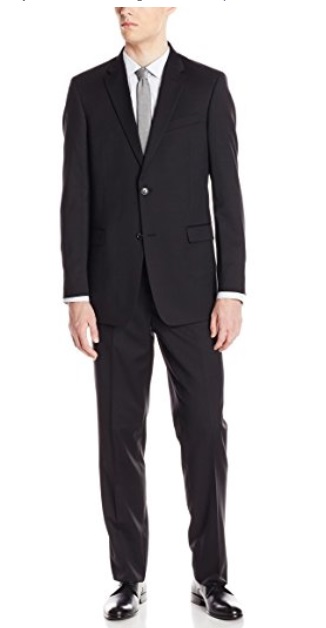 Amazon: Tommy Hilfiger Men's Black Solid Trim Fit 100% Wool Suit From ...