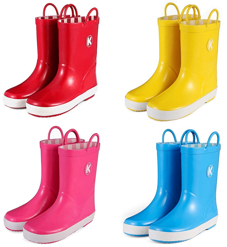 Amazon KomForme Plain Color Kids Rubber Rain Boots Waterproof With 
