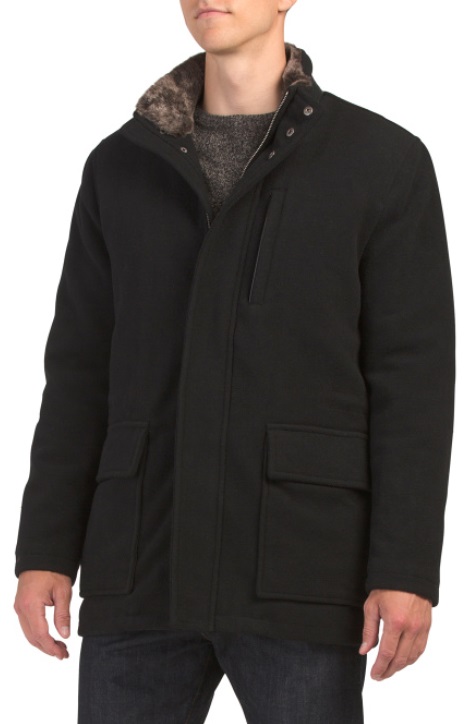 Men's Wool Coat With Faux Fur Collar Only $75! - Kollel Budget