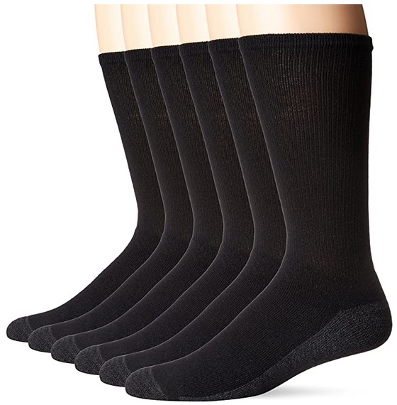 Hanes Men's ComfortBlend Max Cushion Crew Socks 6-Pack, Black Shoe Size ...