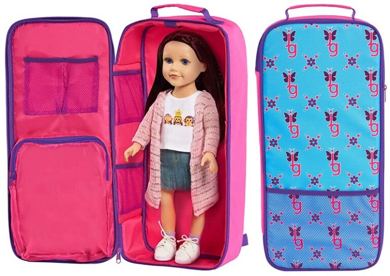 Journey Girls Doll Carrier with Straps for 18 Inch Dolls, Blue and Pink