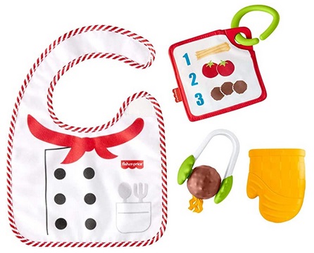 Fisher-Price Gift Set 4 cooking-themed baby toys with wearable bib and ...