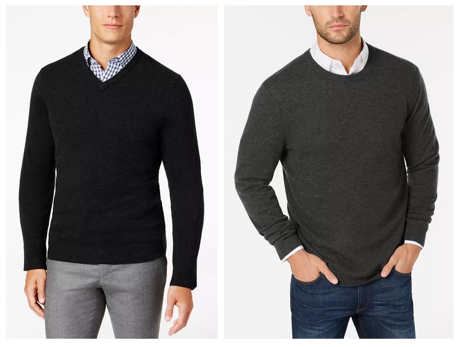 Club Room Crew-Neck or V-Neck Men's Cashmere Sweaters Only $42.99 ...
