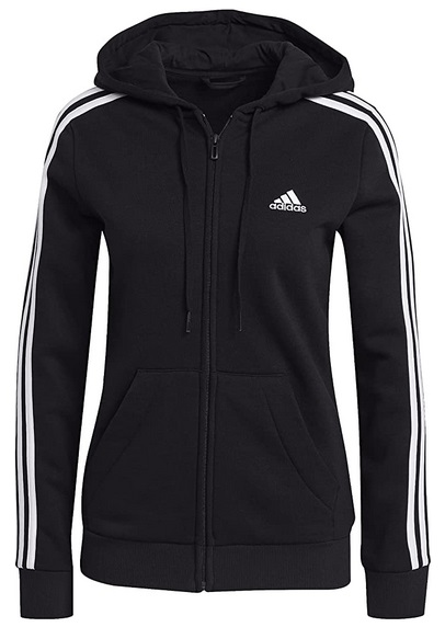 adidas Women's Essentials Fleece 3-Stripes Full-Zip Hoodie Only $28 ...