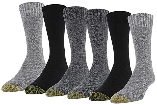 Gold Toe Men’s Hudson Crew Socks, Multipairs, Grey Marl/Black/Charcoal ...