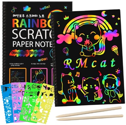 ZMLM Scratch Paper Art Set: 2 Pack Rainbow Scratch Off Crafts