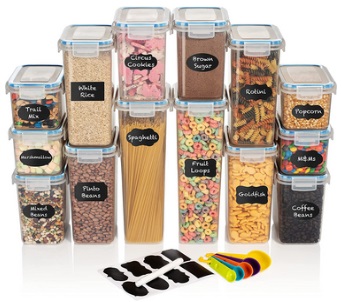 Food Storage Container Plastic Kitchen and Pantry Organization Canister  with Lids for Cereal, Dry Food, Flour and Sugar 