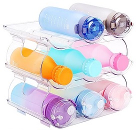 Water Bottle Organizer 2 Pack Stackable Cup for Cabinet Countertop Pantry  Fridge