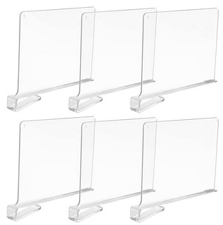 6 Pcs Clear Acrylic Shelf Dividers, Closets Shelf and Closet Separator for  Organization in Bedroom, Kitchen and Office Shelves 