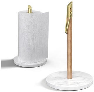 Marble Wood Standing Paper Towel Holder Countertop Kitchen Decor