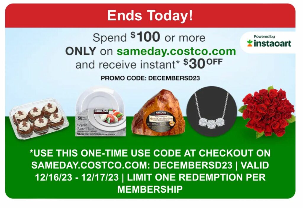 Save 30 Off A 100 Costco Same Day Delivery (Costco Members Only