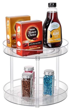 Puricon 2 Pack Lazy Susan Clear Organizer for Cabinet Pantry Storage, Rotating Tray for Fridge Bathroom Living Room Kitchen Spice Rack Organization