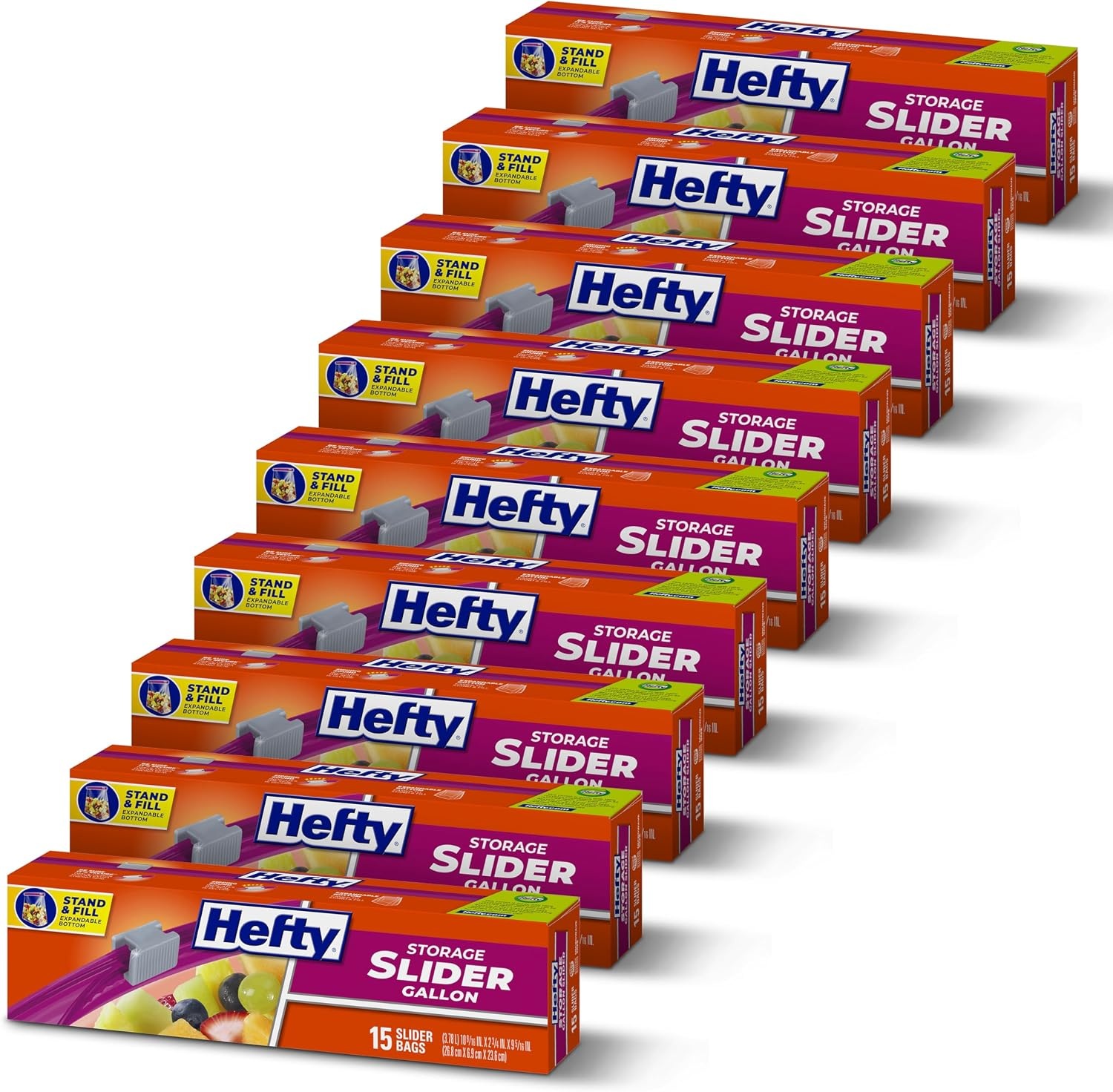Storage Bas Hefty Slider Storage Bags, Gallon Size, 15 Count (9 Pack), 135 Total ...